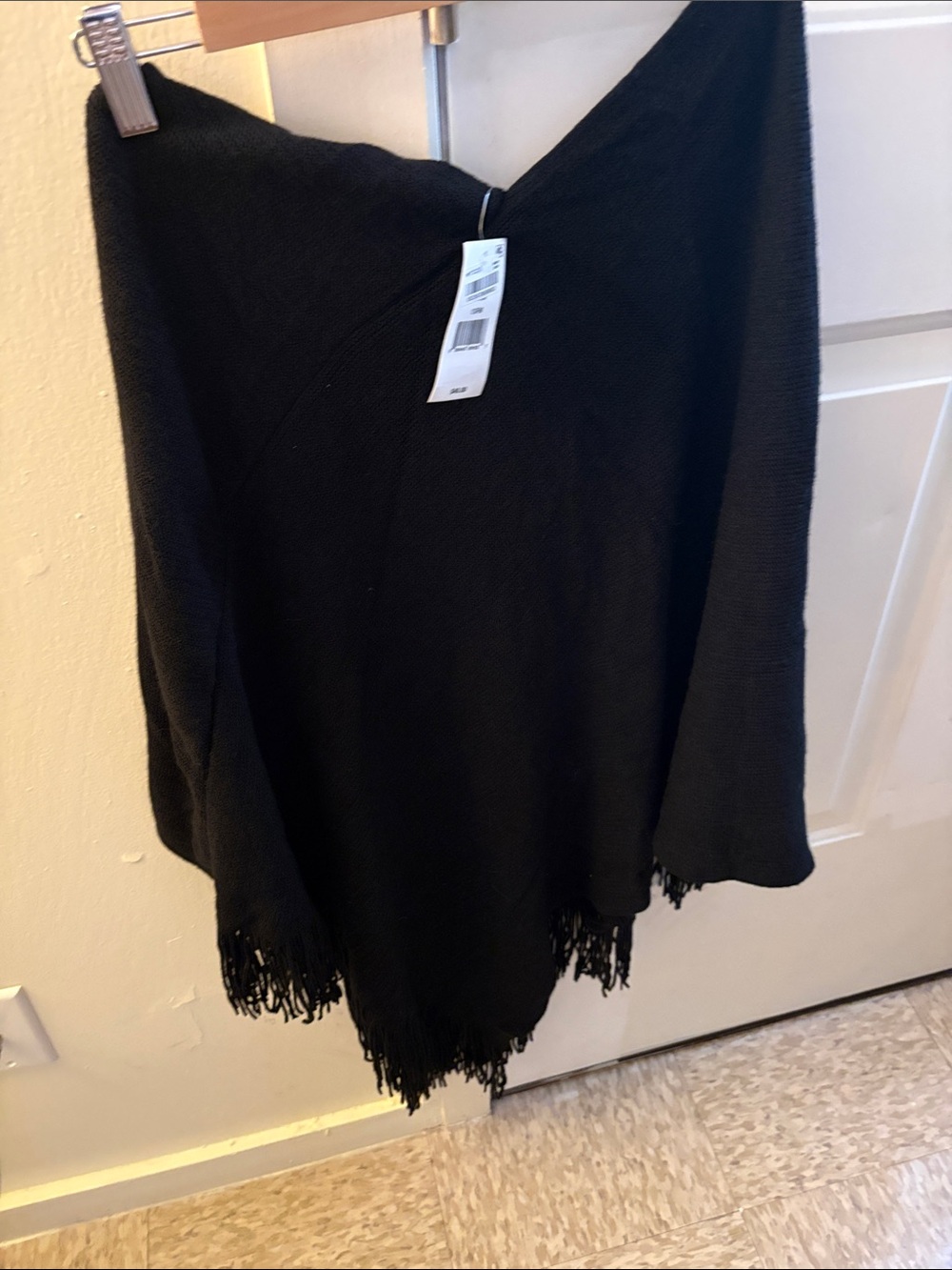 Macy's Black Off-the-Shoulder Fringe Knit Sweater